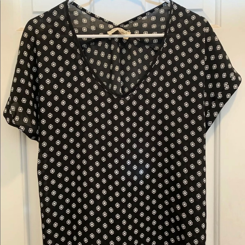 PINK ROSE Black & White Large Blouse - Picture 1 of 5